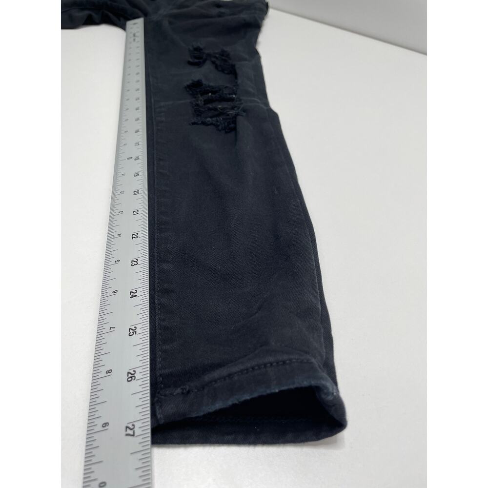 American Eagle Curvy High Rise Distressed Denim Jegging Jeans Black Punk Goth 0 - Picture 10 of 10